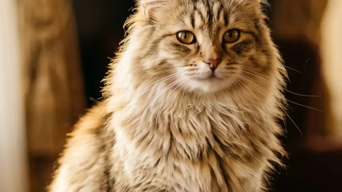 Un chat au repos, dans un intérieur chaleureux